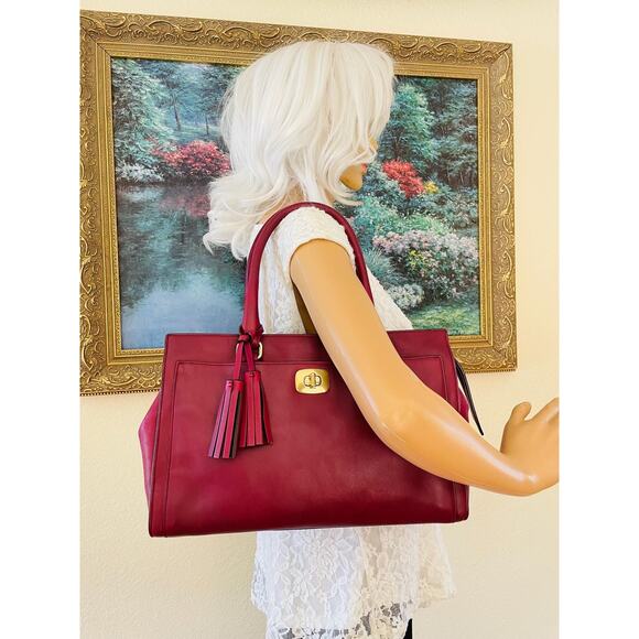 Coach Chelsea Legacy Dark raspberry leather satchel carryall 25359 Shoulder bag - Picture 3 of 10